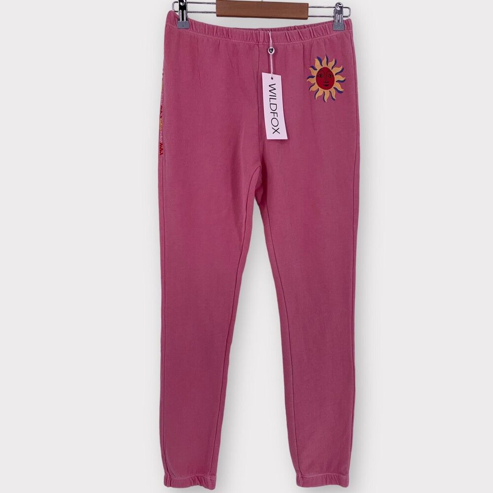 NWT Wildfox Del Sol Knox Sweat Pants Joggers in Pink Bubble Gum XS